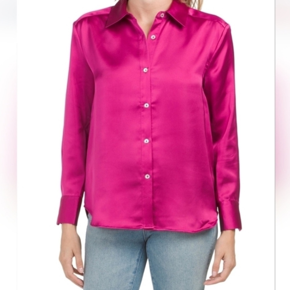 Rachel Zoe Fuchsia Button Down Silky Shirt